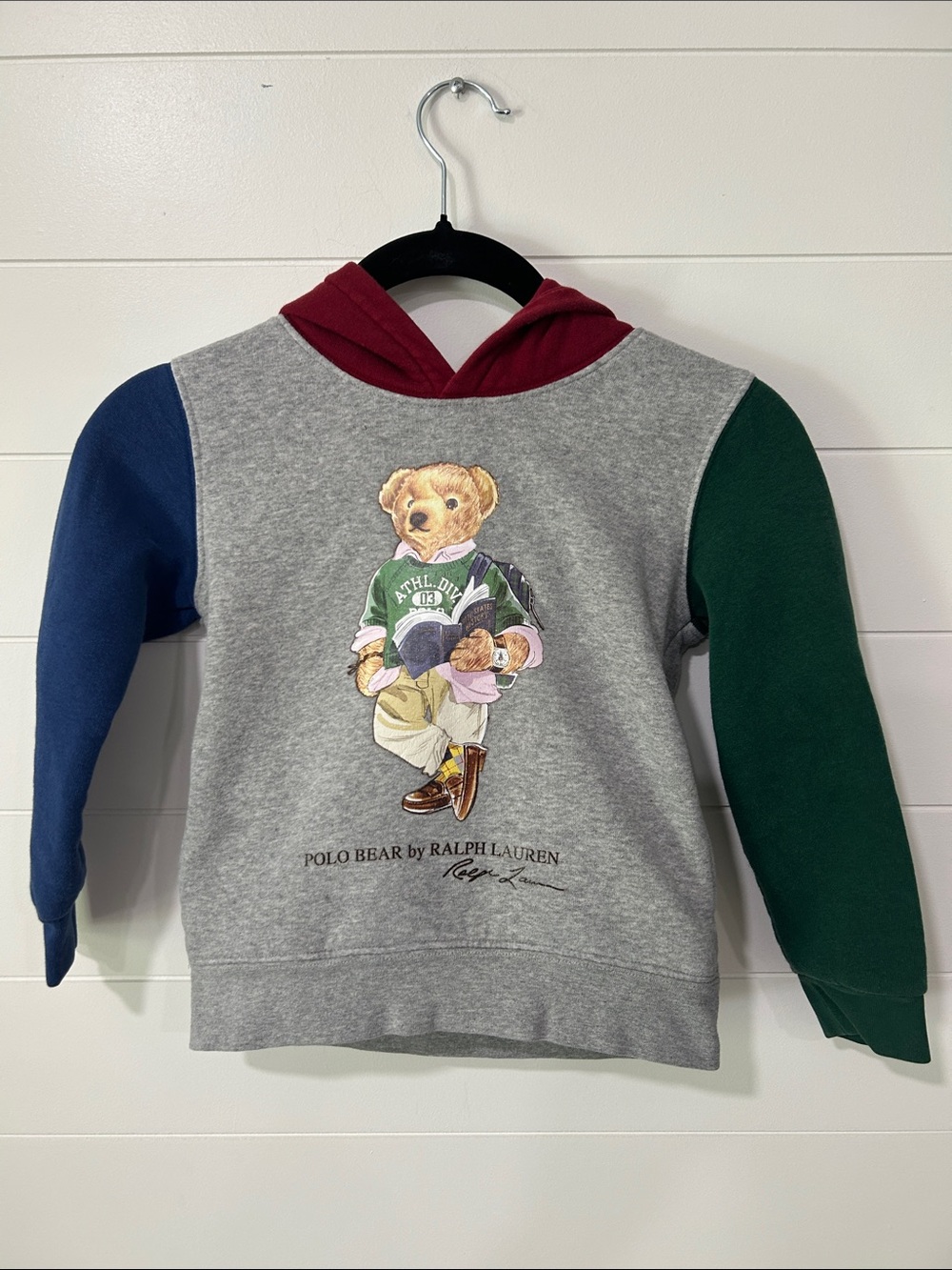 Ralph Lauren Kids Polo Bear Colorblock Hoodie - Gray/Multi